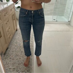 Citizens Of Humanity Distressed Blue Ankle Jeans